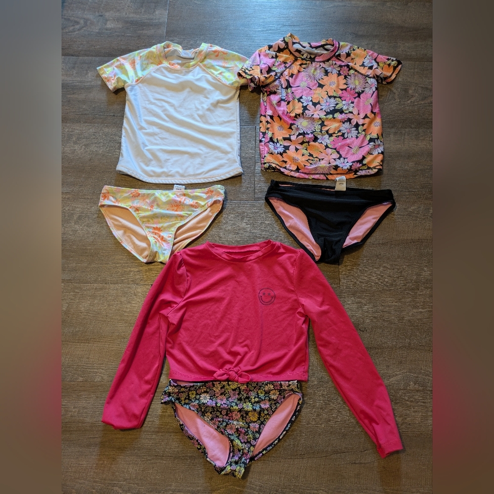 Floral and Pink Kids Swim Set (Set Of 3)